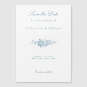 Blau und Weiß Save the Date Magneteinladung (Vorderseite)