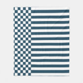 Blau und Weiß Schachbrett und Streifen Wiederholmu Fleecedecke (Vorderseite)