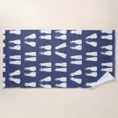 Blau und Weiß Scuba Fins Muster Nautic Strandtuch (Vorderseite)