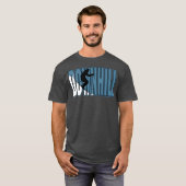 Blau und Weiß Skifahren T-Shirt (Vorne ganz)