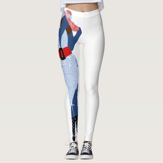 Blau und weiß Sonnenkleid dick Chic Leggings (Vorderseite)