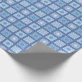 Blau und Weiß Square Mandala Geschenkpapier (Ecke)