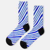 Blau und Weiß Streifen Candy Cane Muster Weihnacht Socken (Linkes Detail)