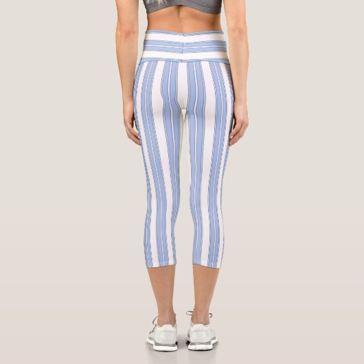Blau und Weiß Streifen Capri Leggings (Rückseite)