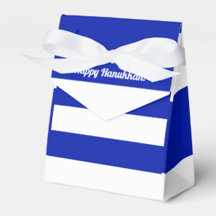 Blau und Weiß Streifen Custom Text Happy Hanukkah Geschenkschachtel