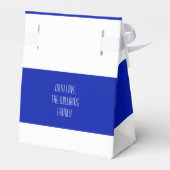 Blau und Weiß Streifen Custom Text Happy Hanukkah Geschenkschachtel (Rückseite)