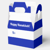 Blau und Weiß Streifen Custom Text Happy Hanukkah Geschenkschachtel (Geöffnet)