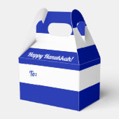 Blau und Weiß Streifen Custom Text Happy Hanukkah Geschenkschachtel (Vorderseite)