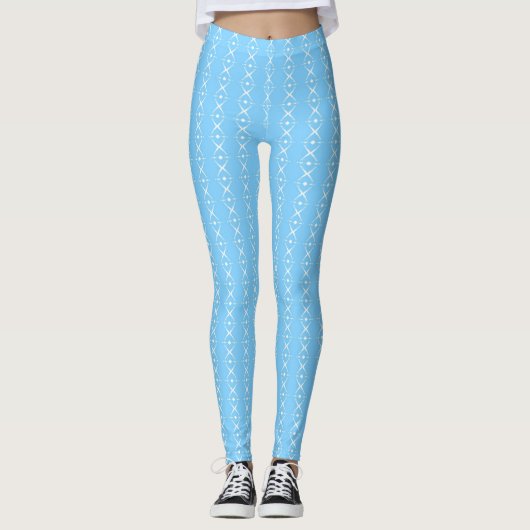 Blau und Weiß Streifen Leggings (Vorderseite)