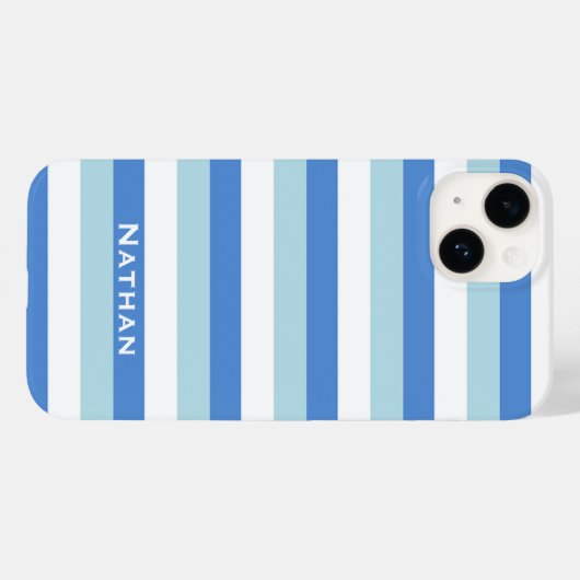 Blau und Weiß Streifen Personalisiert Case-Mate iPhone Hülle (Rückseite (Horizontal))