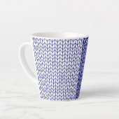 BLAU UND WEISS STRICK Latte Tasse (Linke Ecke)