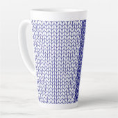 BLAU UND WEISS STRICK Tal Latte Tasse (Linke Ecke)