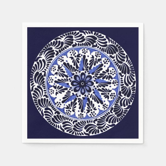 Blau und Weiß Talavera Cuatro Serviette (Vorderseite)