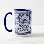 Blau und Weiß Talavera Mexikanische Volkskunst Tasse (Links)