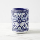 Blau und Weiß Talavera Mexikanische Volkskunst Tasse (Zentrum)
