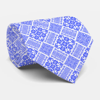 Blau und Weiß Tatreez Henna Thobe Muster Krawatte