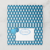 Blau und Weiß Thema Frohe Weihnachten Platzkarte (Außenseite Aufgefaltet)