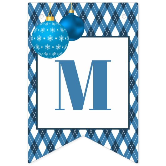 Blau und Weiß Thema Frohe Weihnachten Wimpelkette (Erste Fahne)