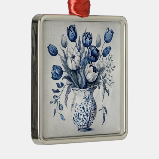 Blau und weiß Tulpenstil im Delft-Stil Ornament Aus Metall (Rechts)