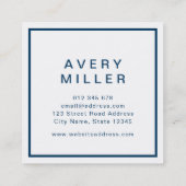 Blau und Weiß Unternehmen Modernes Beruflich Quadratische Visitenkarte (Rückseite)