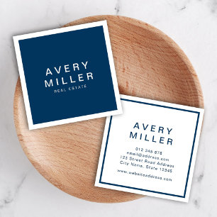 Blau und Weiß Unternehmen Modernes Beruflich Quadratische Visitenkarte