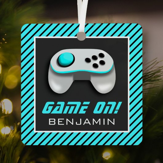 Blau und Weiß Video Game Controller Kids Room Ornament Aus Metall