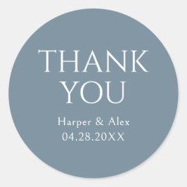 Blau und Weiß Vielen Dank Runder Aufkleber