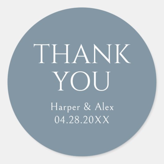Blau und Weiß Vielen Dank Runder Aufkleber (Vorderseite)