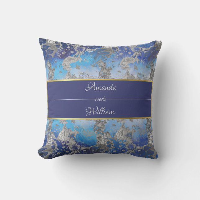 Blau und Weiß, Vintag Kissen (Vorderseite)