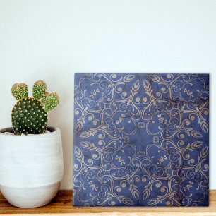 Blau und Weiß Vintage Weiß gekalkter Stein-Look Fliese