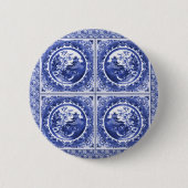 Blau und weiß, Weidemusterentwurf Button (Vorderseite)