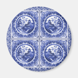 Blau und weiß, Weidemusterentwurf Magnet