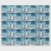 Blau und Weiß Weihnachtspenguine Geschenkpapier (Flach)