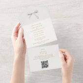 Blau und Weiß | White Ribbon Wedding OR All In One Einladung (Abreißen)