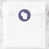 Blau und Weiß Wisconsin Runder Aufkleber (Tasche)
