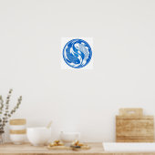 Blau und Weiß Yang Koi Fisch Poster (Küche)