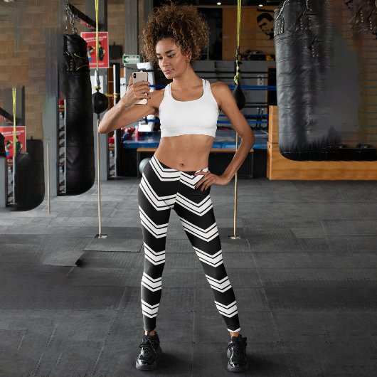 Blau und Weiß Zickzack Capri Leggings