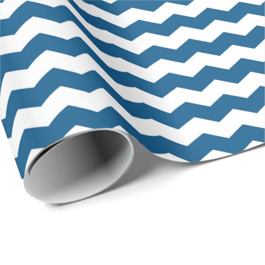 Blau und Weiß Zickzack Geschenkpapier (Rolleneckpunkt)