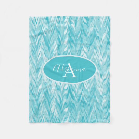 Blau und Weiß Zigzag Fleecedecke (Vorderseite)