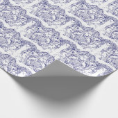 Blau- und Weißbarocke Rokoko-Muster Geschenkpapier (Ecke)