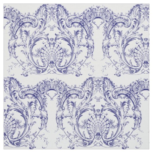 Blau- und Weißbarocke Rokoko-Muster Stoff (Muster)