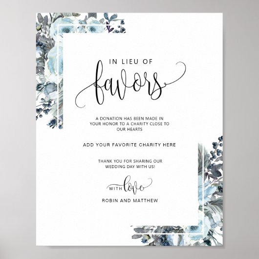 Blau und Weiße Blüte, als Zeichen der Favoriten Poster (Vorne)