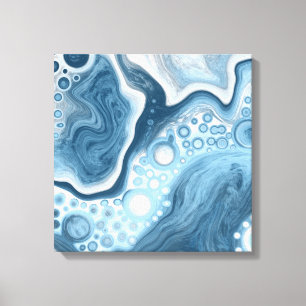 Blau und Weiße Flüssigkeiten Kunst Leinwanddruck