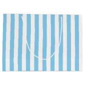 Blau- und weiße große vertikale Streifen Große Geschenktüte (Rückseite)