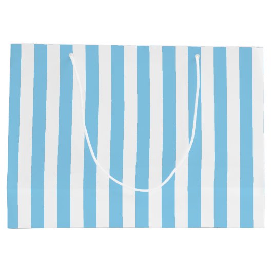 Blau- und weiße große vertikale Streifen Große Geschenktüte (Rückseite)