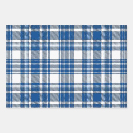 BLAU- UND WEISSE KARIERTE MUSTER GESCHENKPAPIER SET (Vorderseite 3)