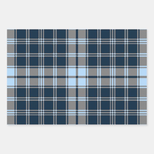 BLAU- UND WEISSE KARIERTE MUSTER GESCHENKPAPIER SET (Vorderseite 2)