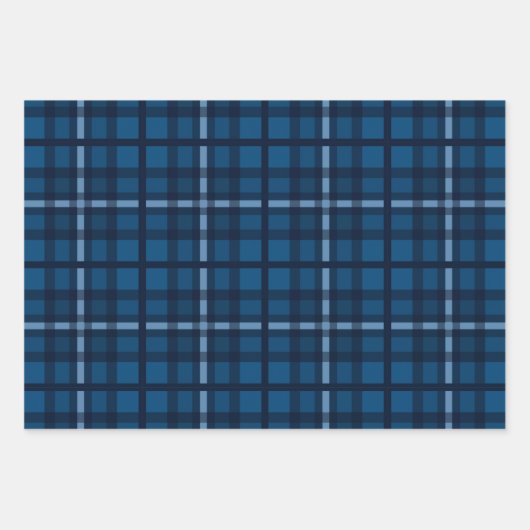 BLAU- UND WEISSE KARIERTE MUSTER GESCHENKPAPIER SET (Vorderseite)