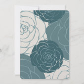 Blau und Weiße Rosen Blumenromantische Hochzeit Einladung (Rückseite)