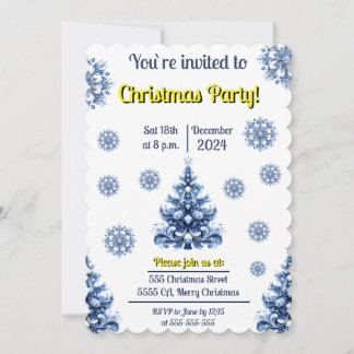 Blau und weiße Weihnachten Einladung